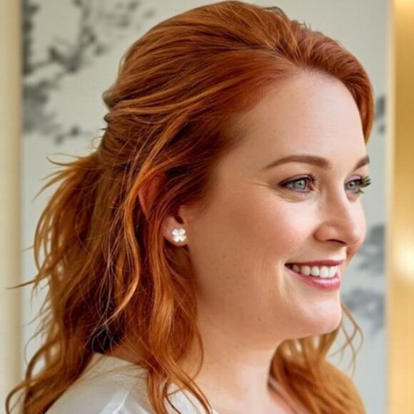 S925 Silver Four-Leaf Clover Stud Earrings Dainty Trendy Lucky Charm Jewelry - Picture 3 of 14